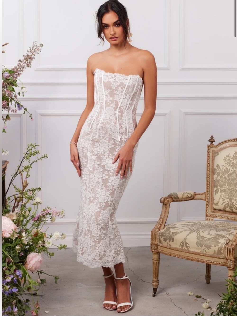 V. Chapman Lace Capulet Corset Maxi Dress